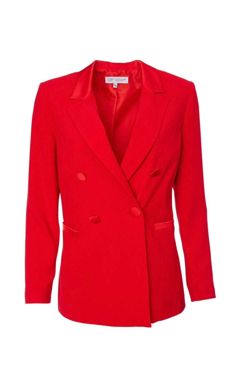 24131- Kate Cooper Jacket with Satin Collar- Chilli