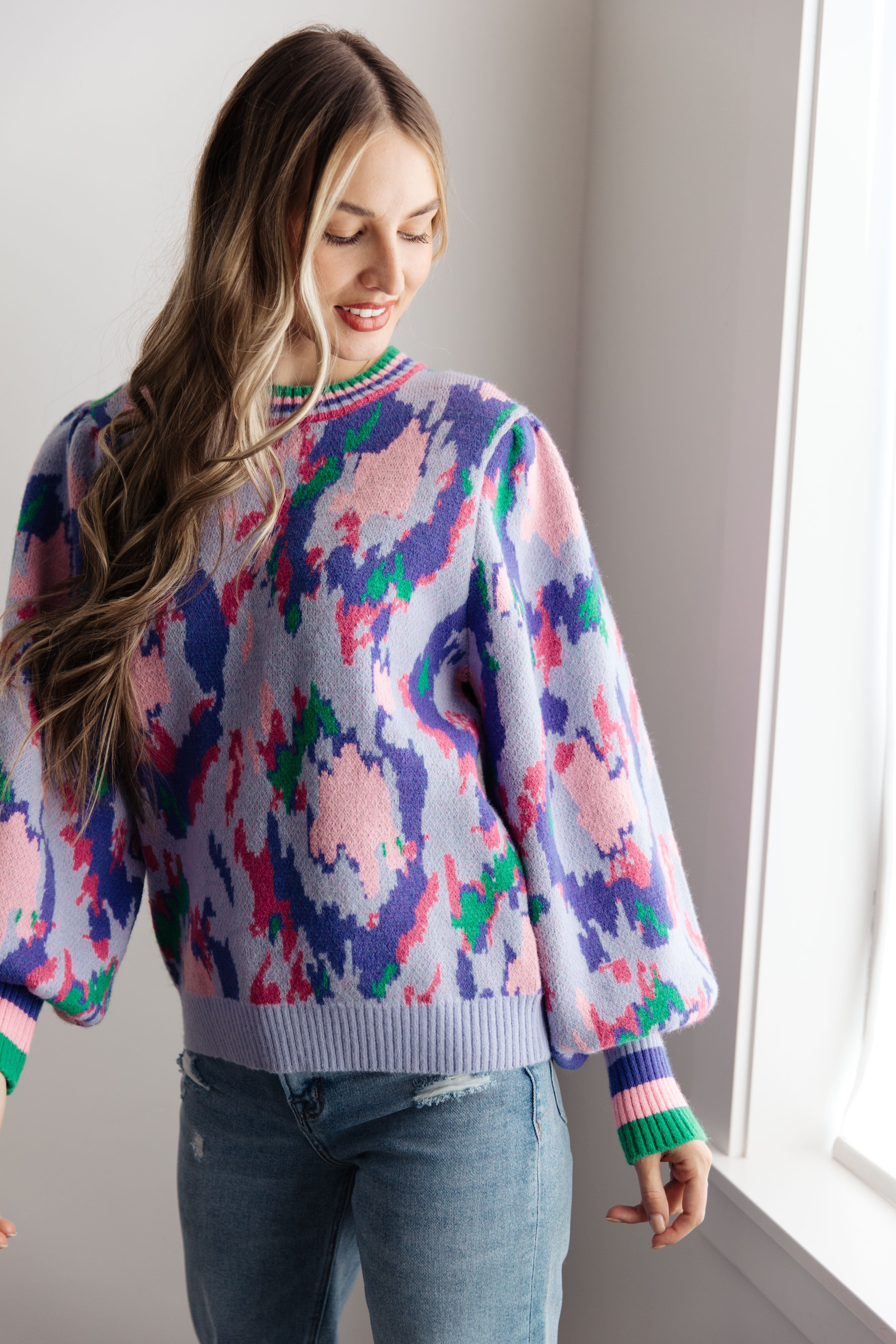 Abbigail Abstract Print Sweater