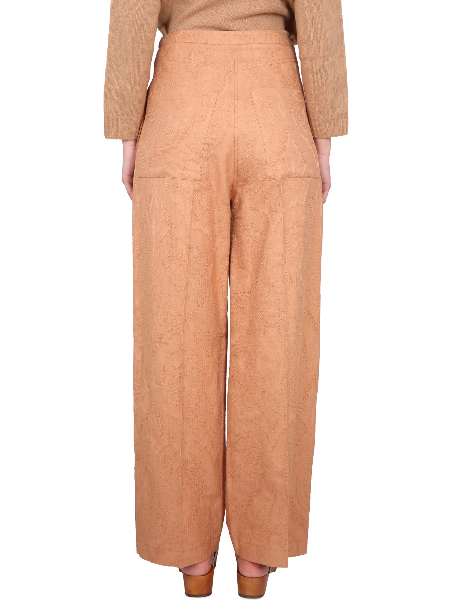 ALYSI    AJOURE' COTTON-LINEN BLEND PANTS