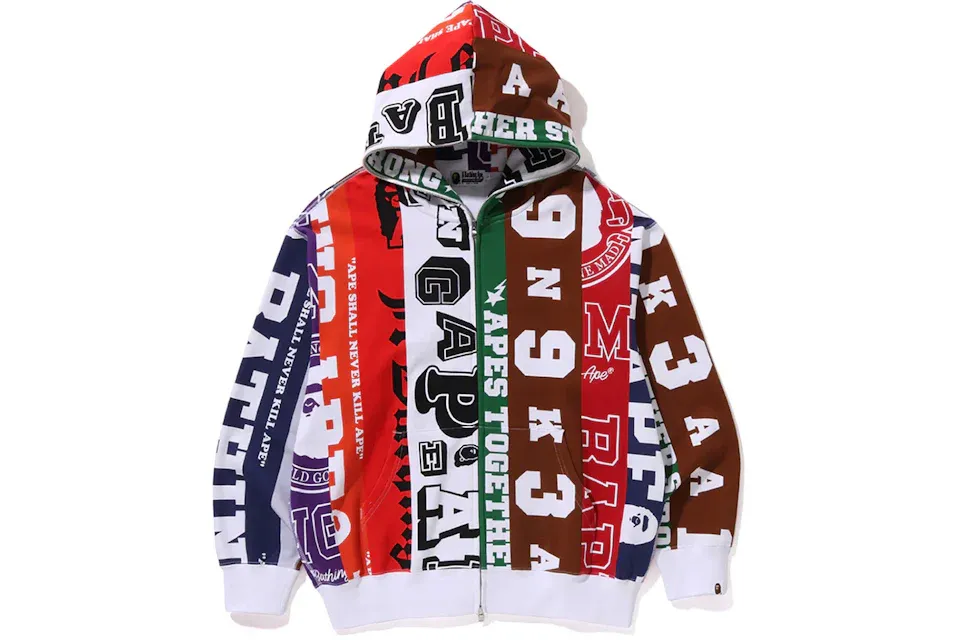 BAPE Fans Scarf Full Zip Hoodie Multicolor