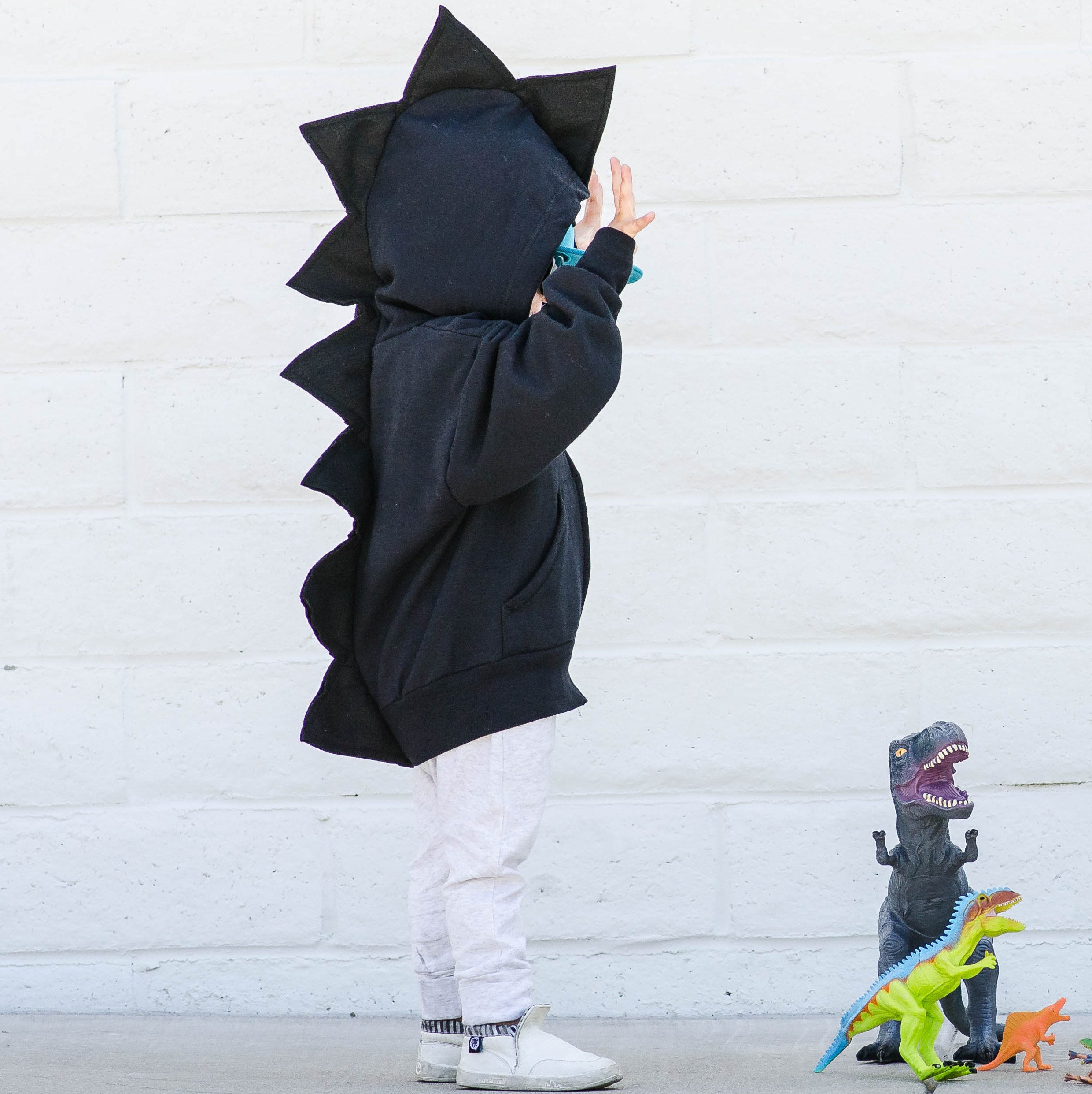 Black Dino Hoodie Kids Dress Up - Scorched | Dino Style