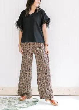 Bold Move Black Patterned Wide Leg Pant