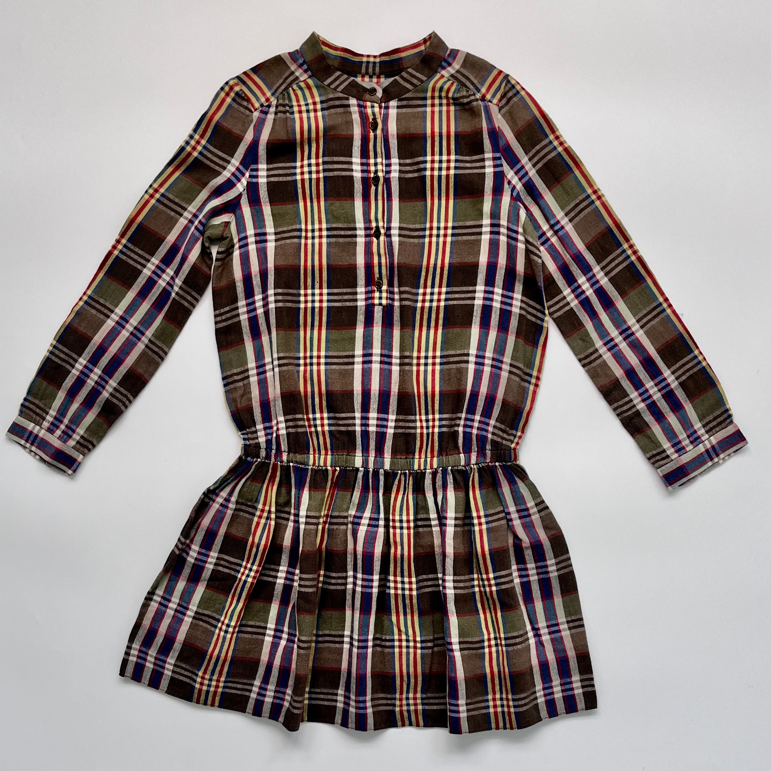 Bonpoint Brown Brushed Cotton Check Dress: 10 Years