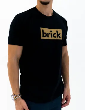 brick 14k gold bonded short sleeve shirt - black / yellow gold