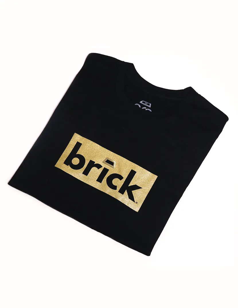 brick 14k gold bonded short sleeve shirt - black / yellow gold