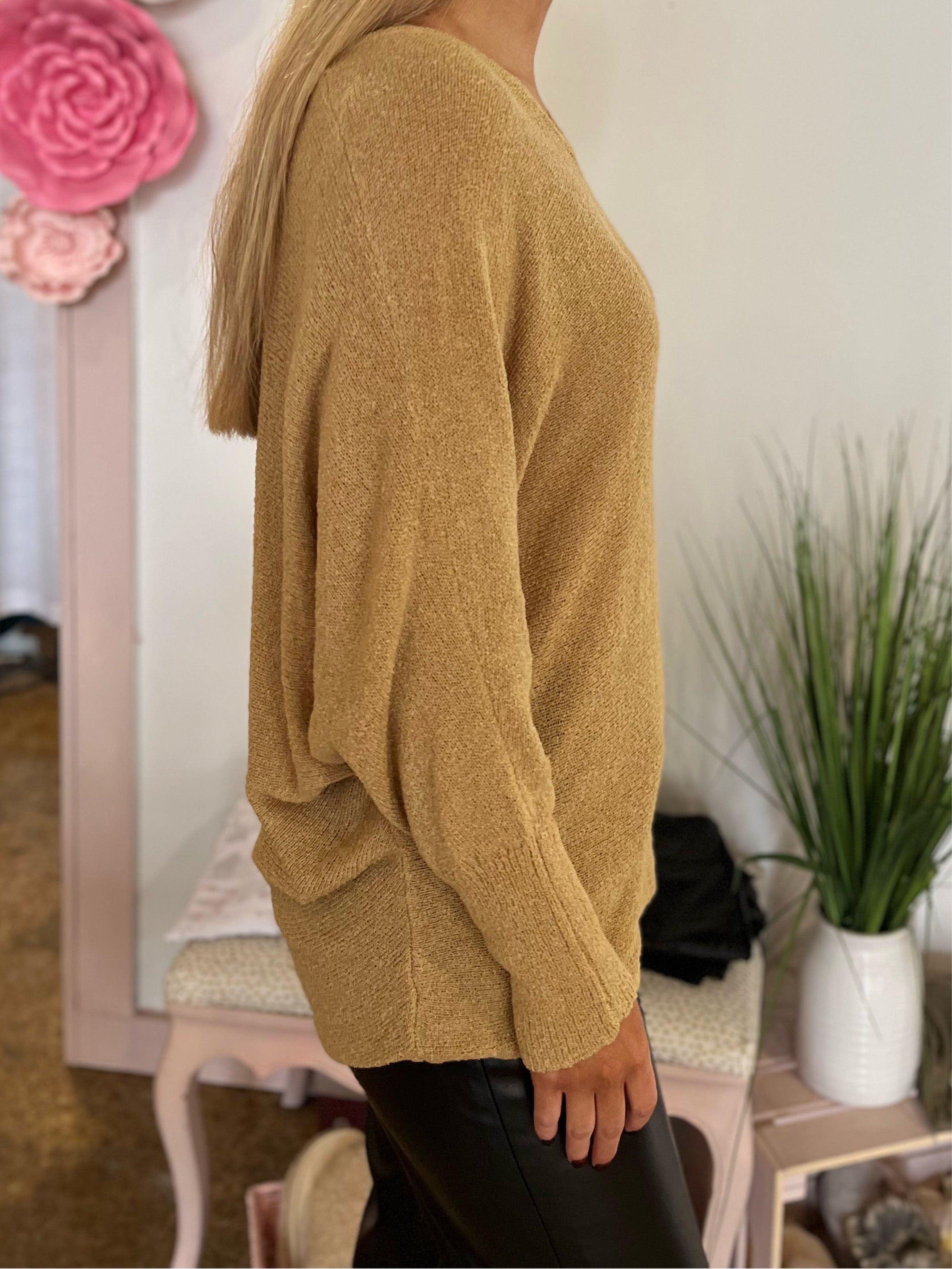 Casual Tan Sweater Blouse