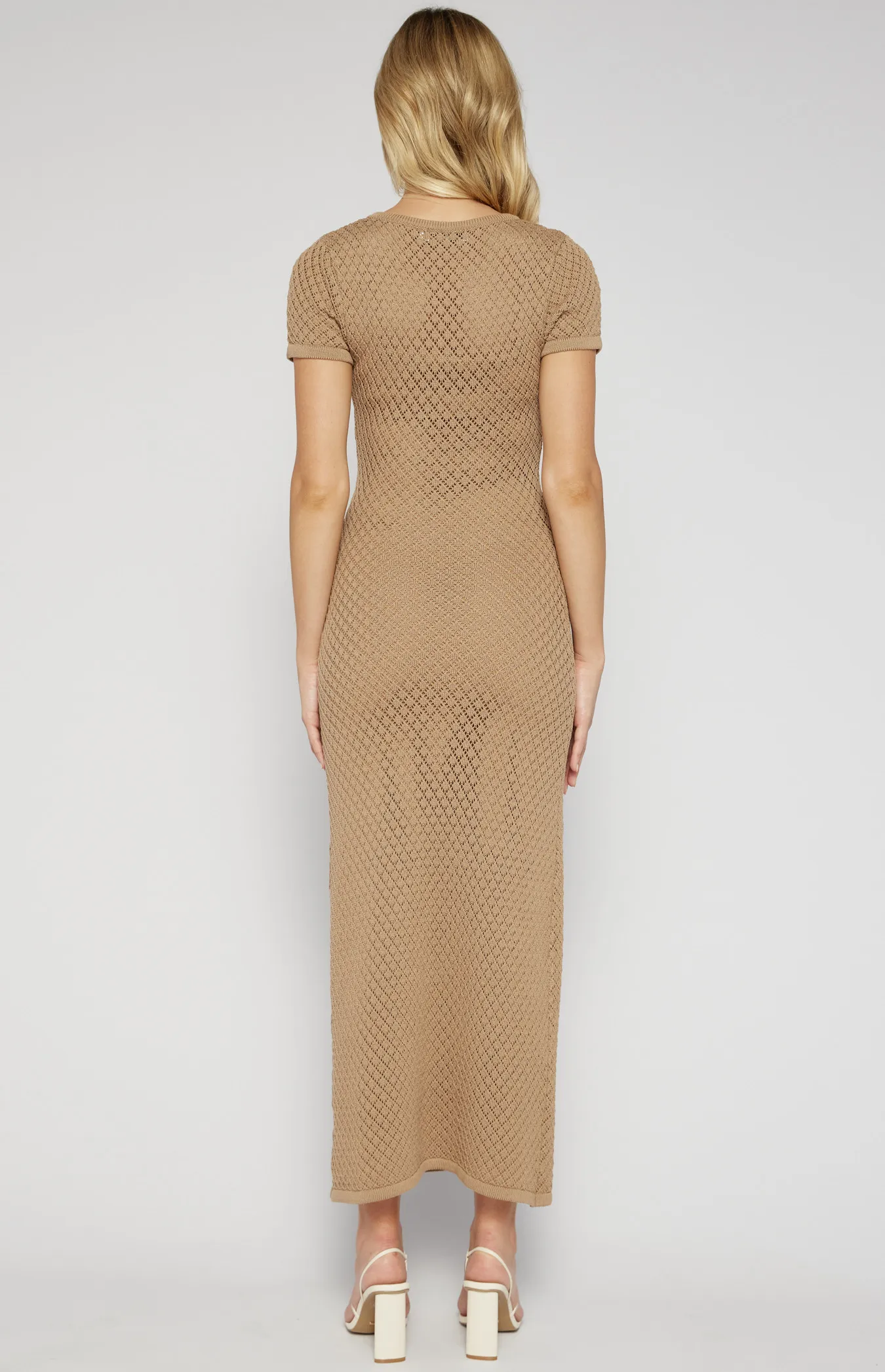 Crochet Knit Textured Midi Dress with Slip Lining (SKN820) 