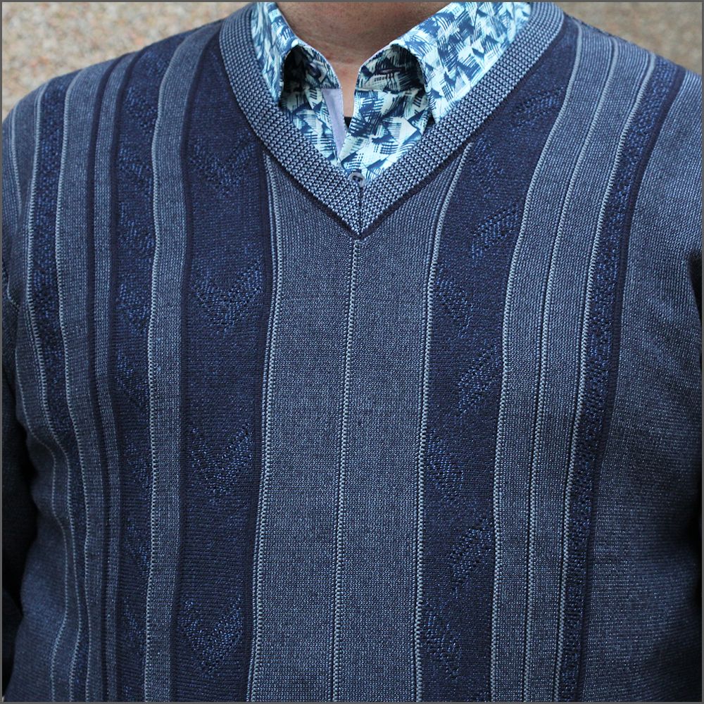 DG's Dark Blue Pattern V Neck>