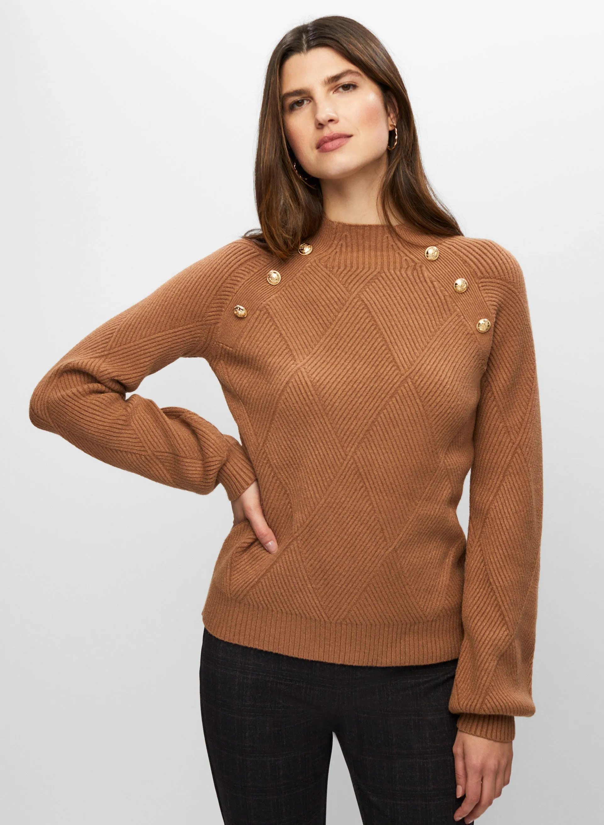 Diamond Rib Knit Pullover Sweater