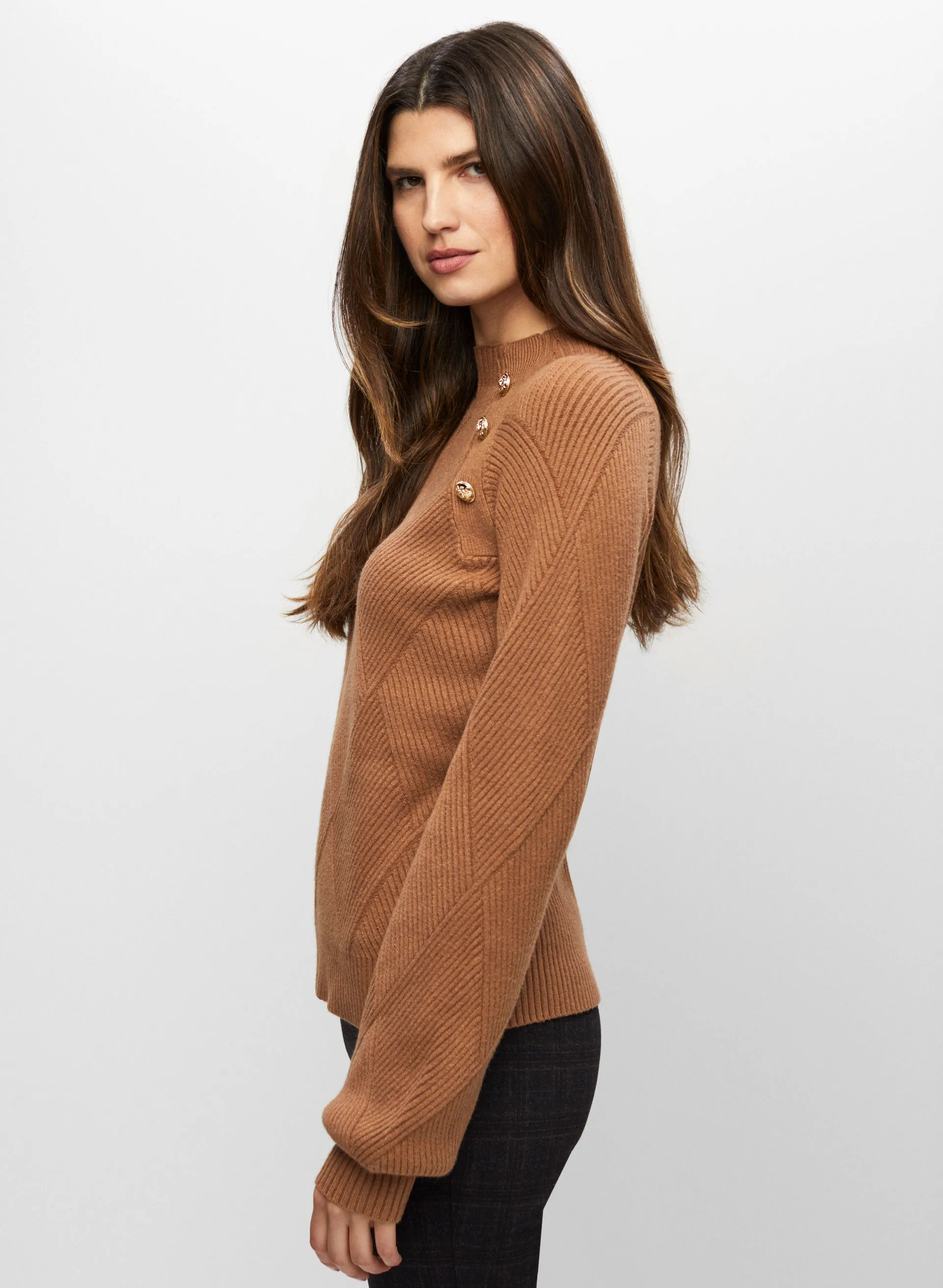 Diamond Rib Knit Pullover Sweater