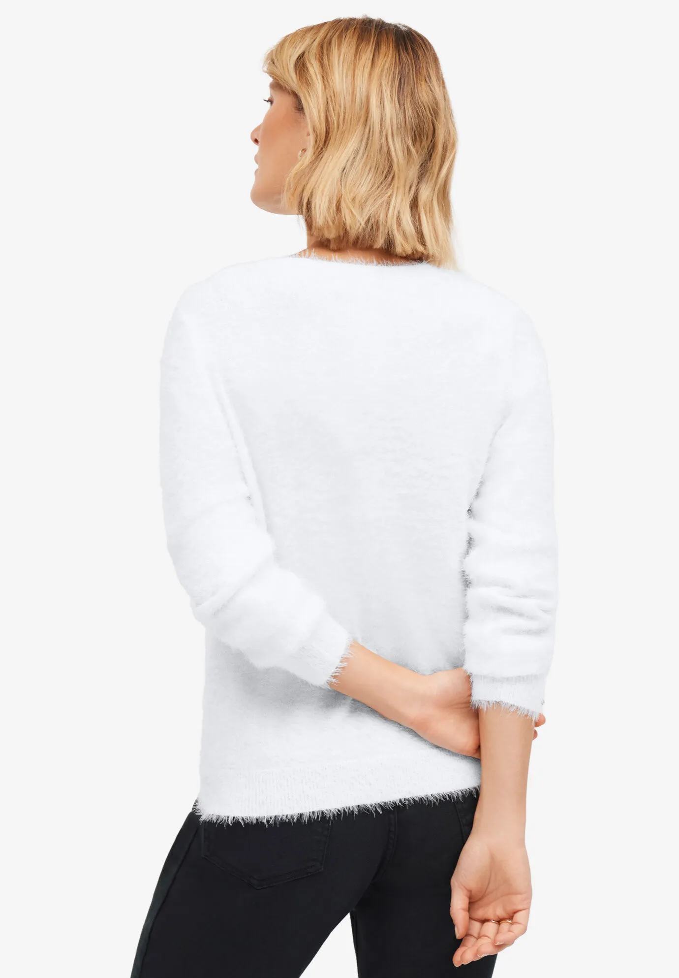 Embellished Eyelash Pullover Sweater