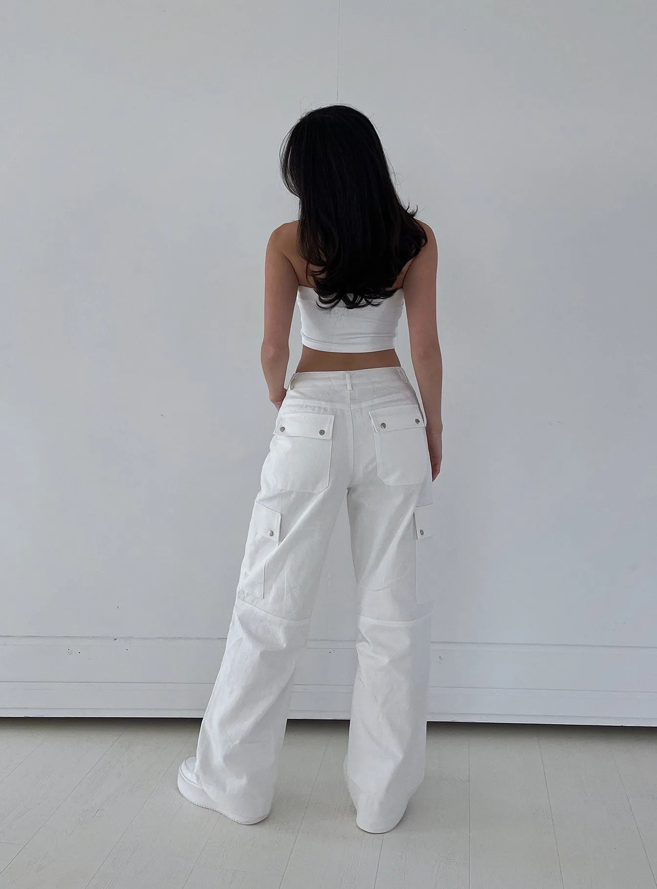 Fallout Mid Rise Cargo Pants White