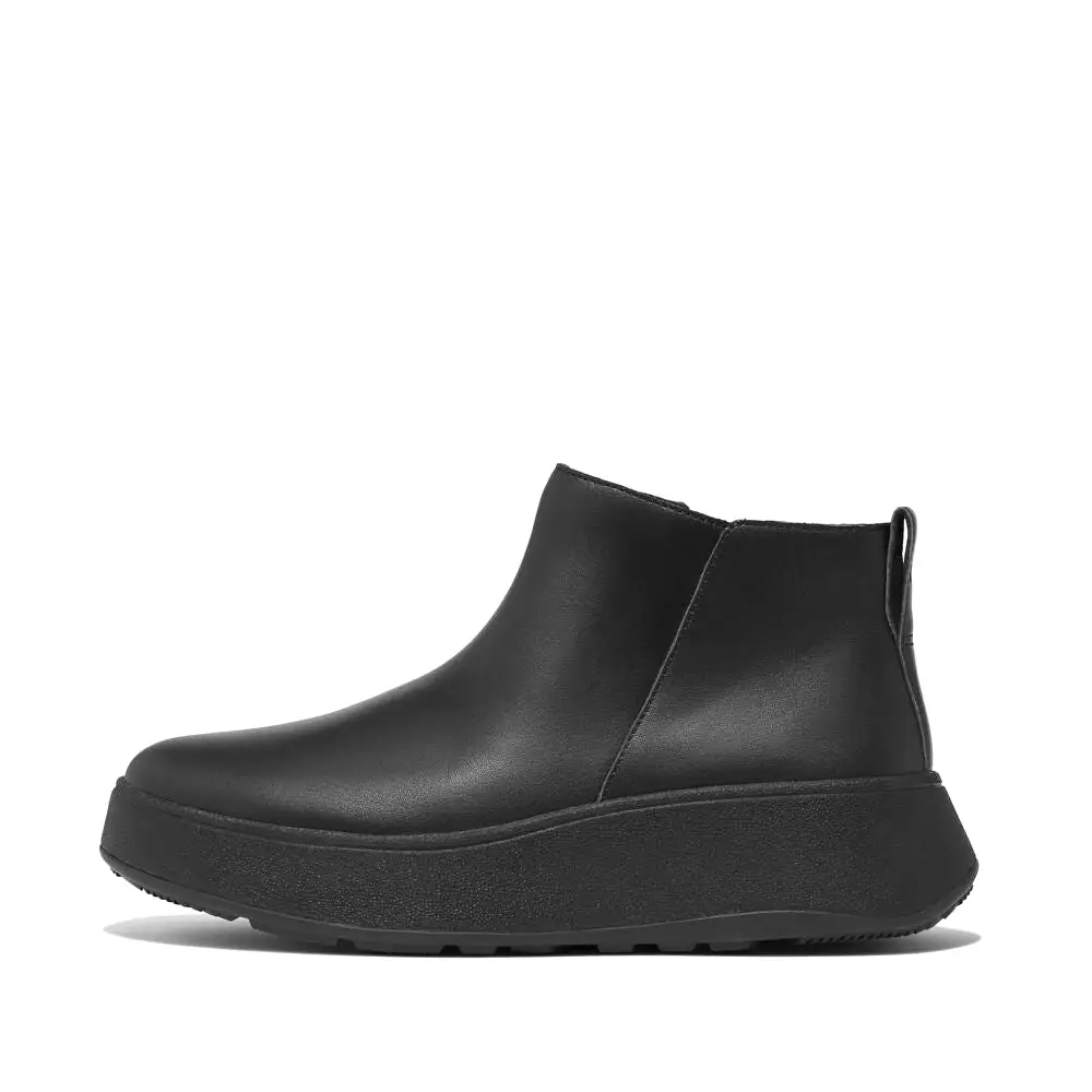 Fit-Flop F-Mode Flatform Zip Ankle Boots Black -    