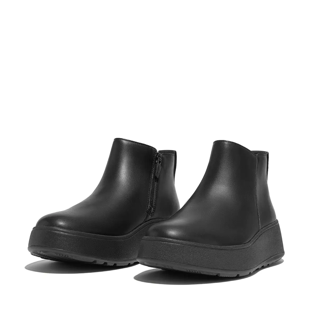 Fit-Flop F-Mode Flatform Zip Ankle Boots Black -    