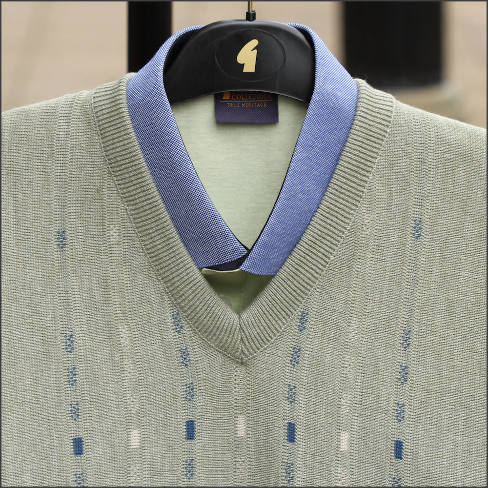 Gabicci M01 Pistachio Patterned V Neck<>