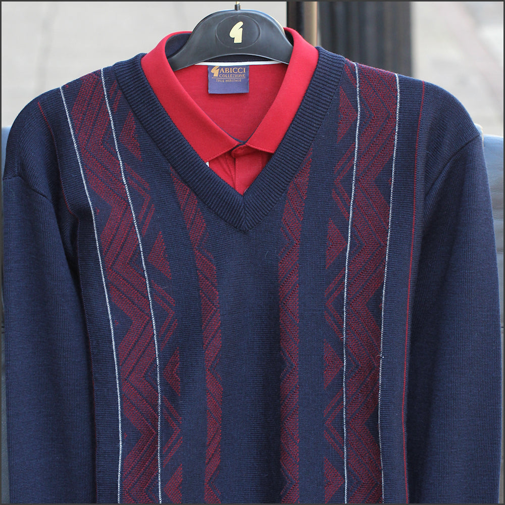 Gabicci M05 Navy Patterned  V Neck>