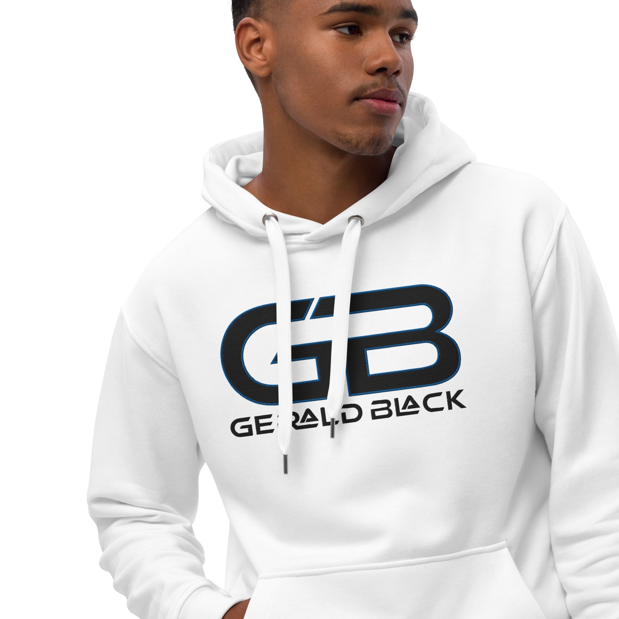 Gerald Black Embroidered Kangaroo Pocket Hoodie for Men and Women