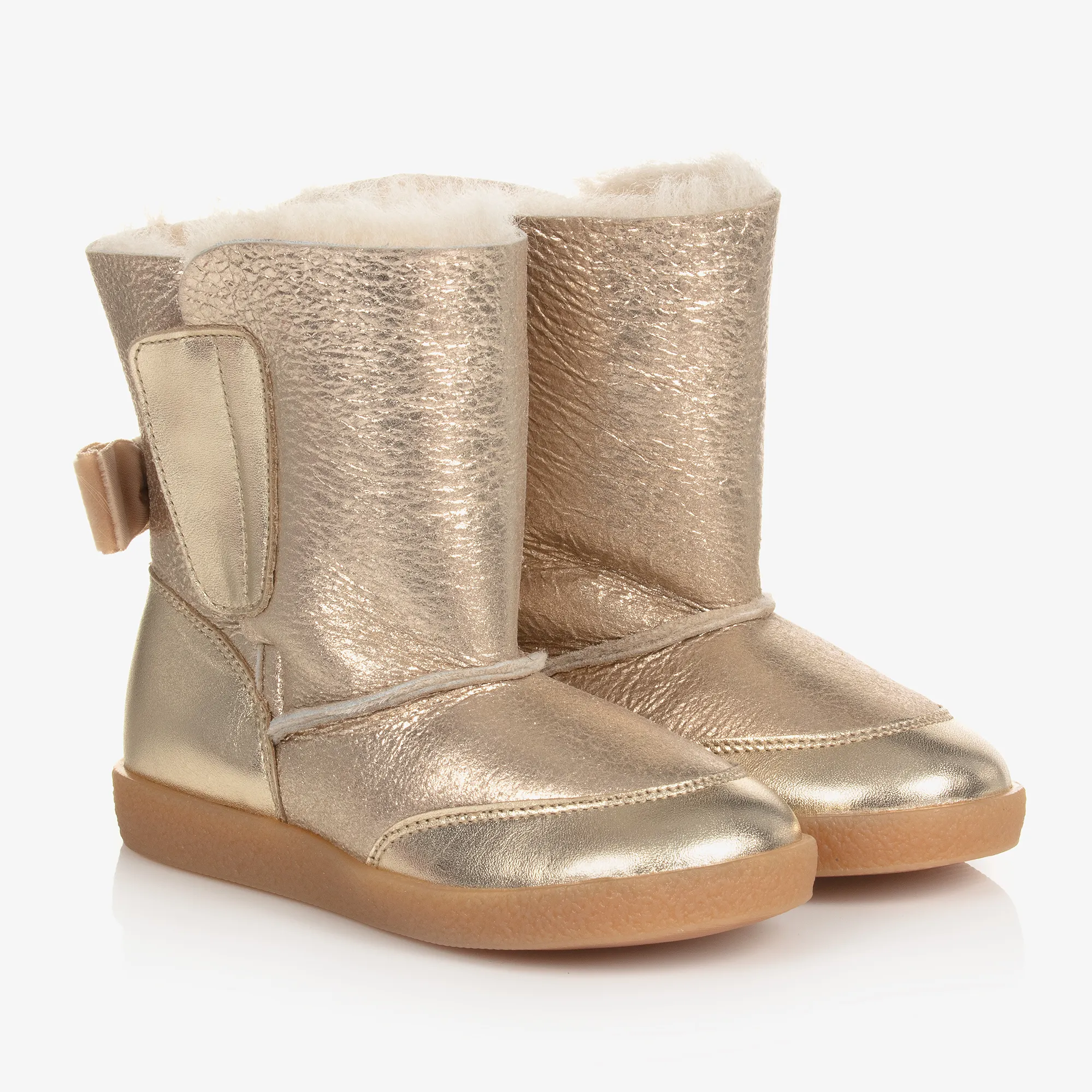 Girls Gold Leather Boots