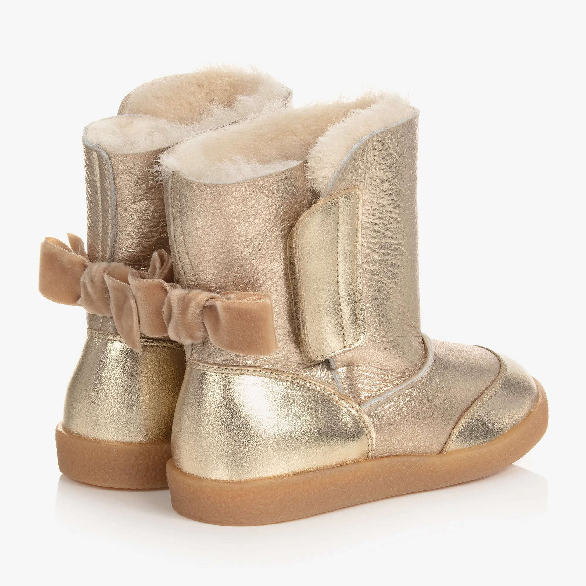 Girls Gold Leather Boots