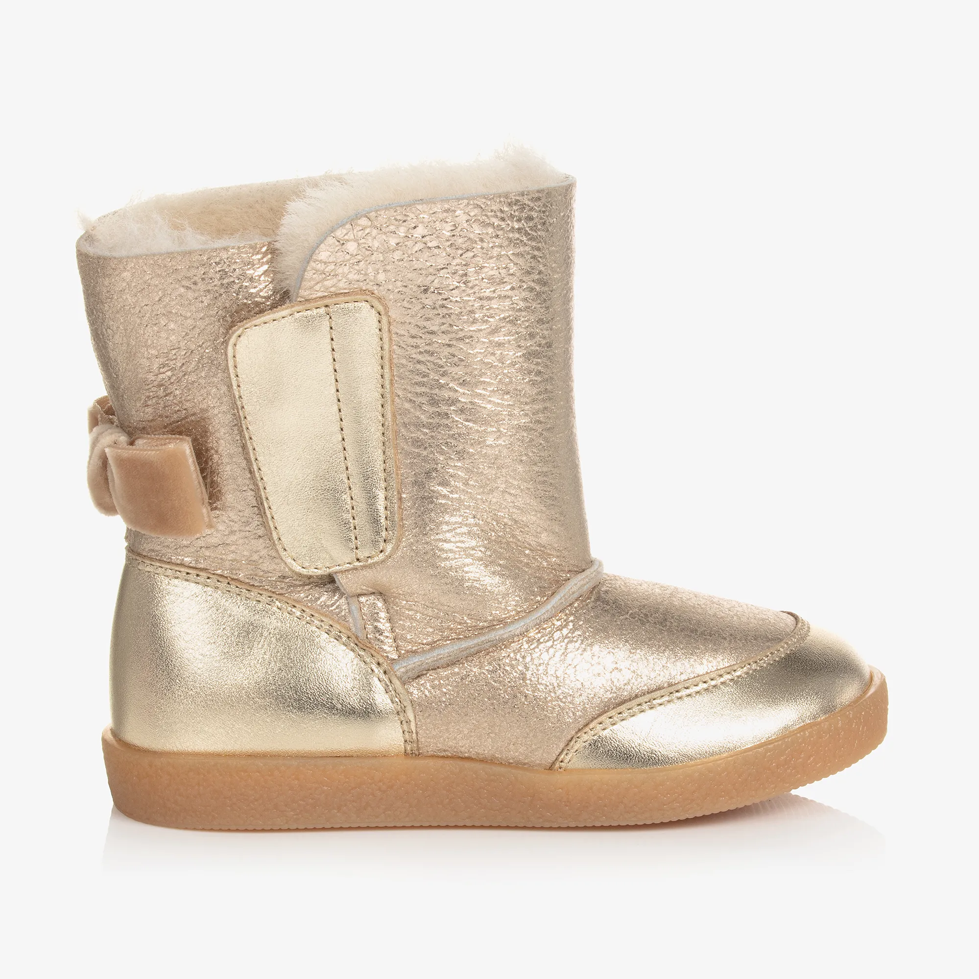 Girls Gold Leather Boots