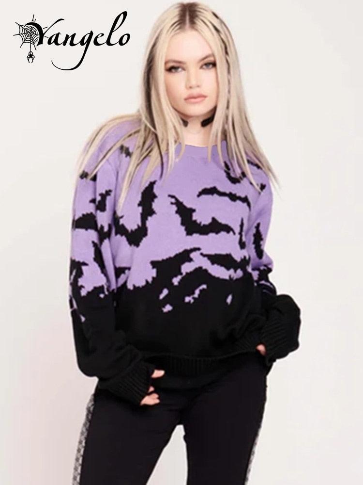 Gothic Bat Pattern Sweater