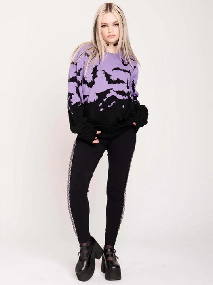 Gothic Bat Pattern Sweater