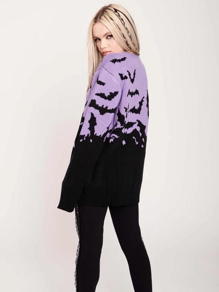 Gothic Bat Pattern Sweater