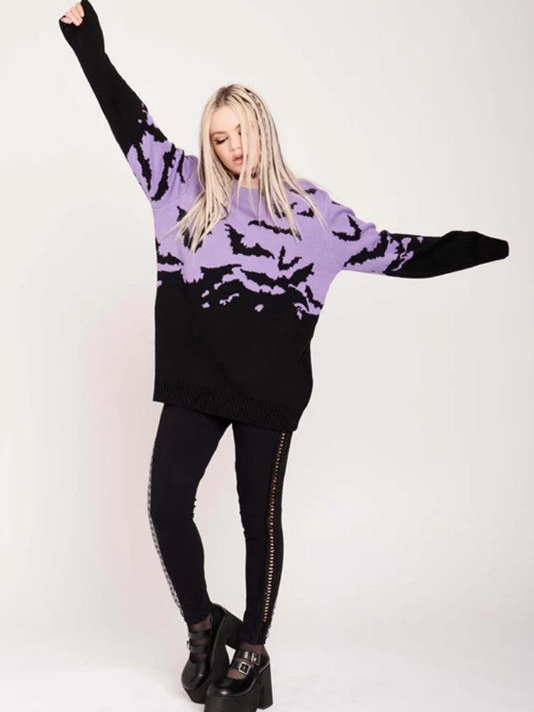 Gothic Bat Pattern Sweater