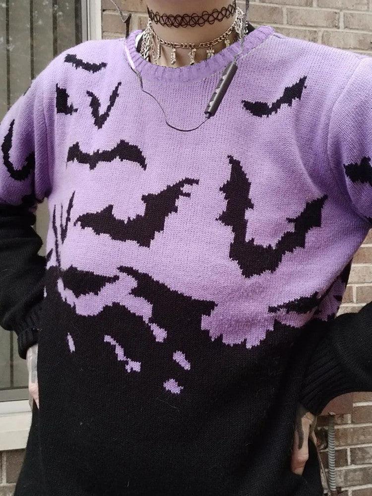 Gothic Bat Pattern Sweater