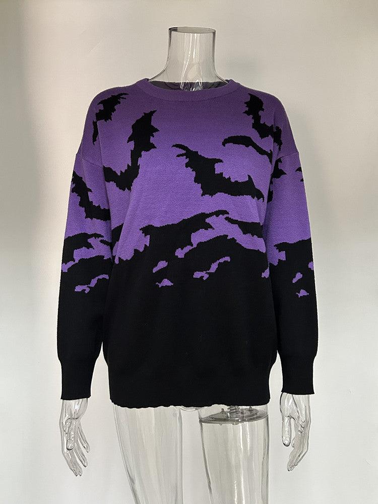 Gothic Bat Pattern Sweater