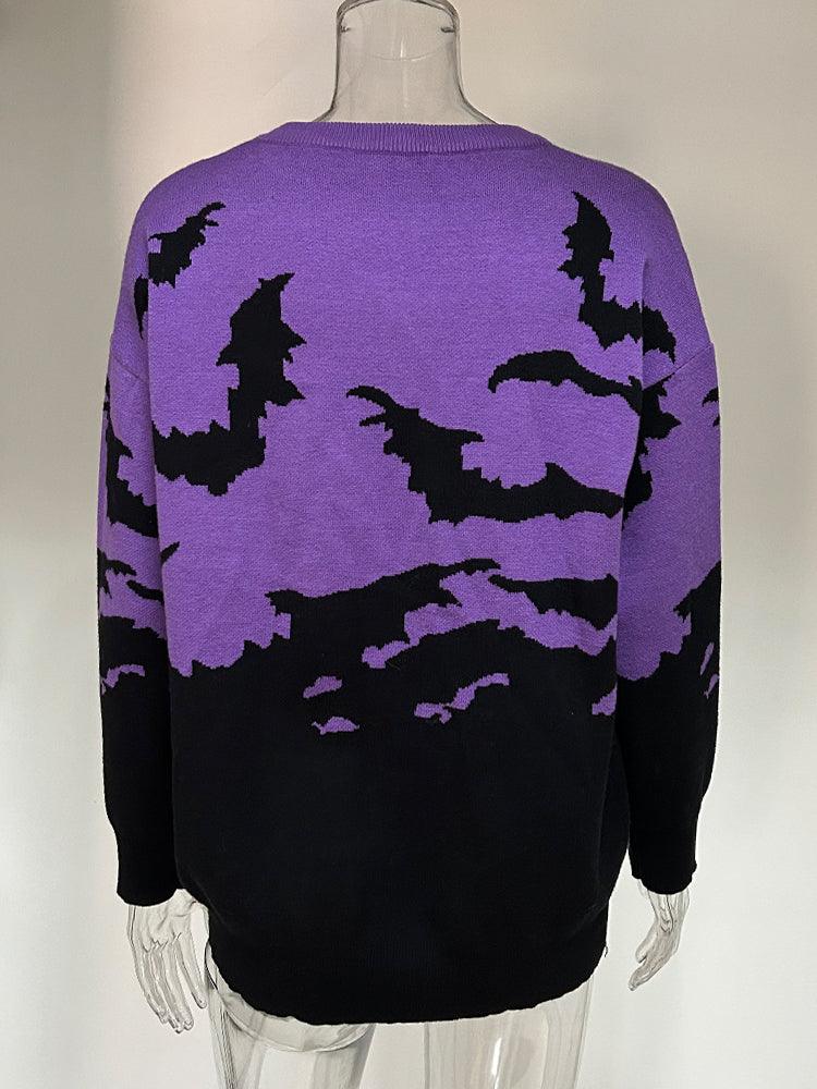 Gothic Bat Pattern Sweater