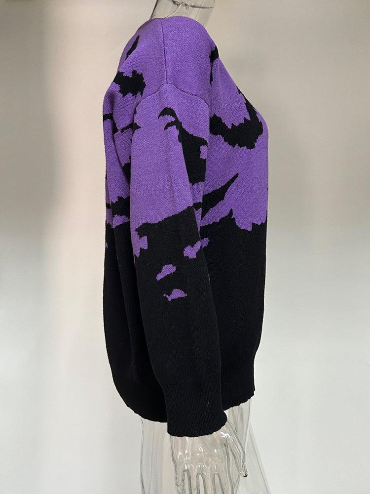 Gothic Bat Pattern Sweater