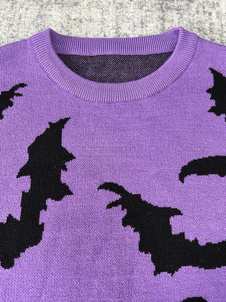 Gothic Bat Pattern Sweater