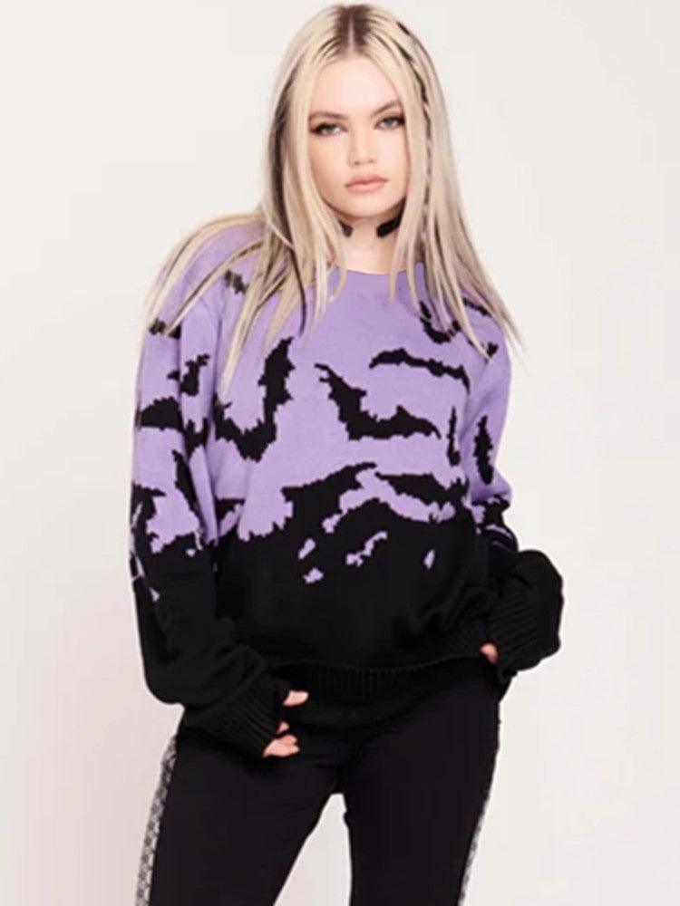 Gothic Bat Pattern Sweater