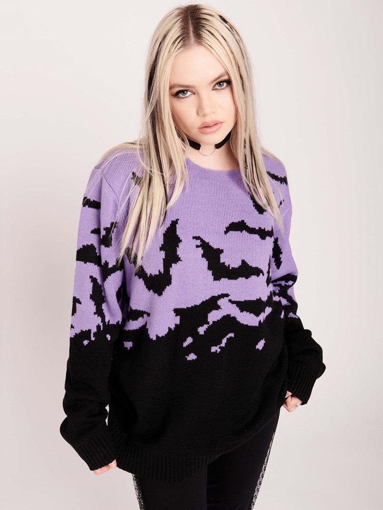 Gothic Bat Pattern Sweater