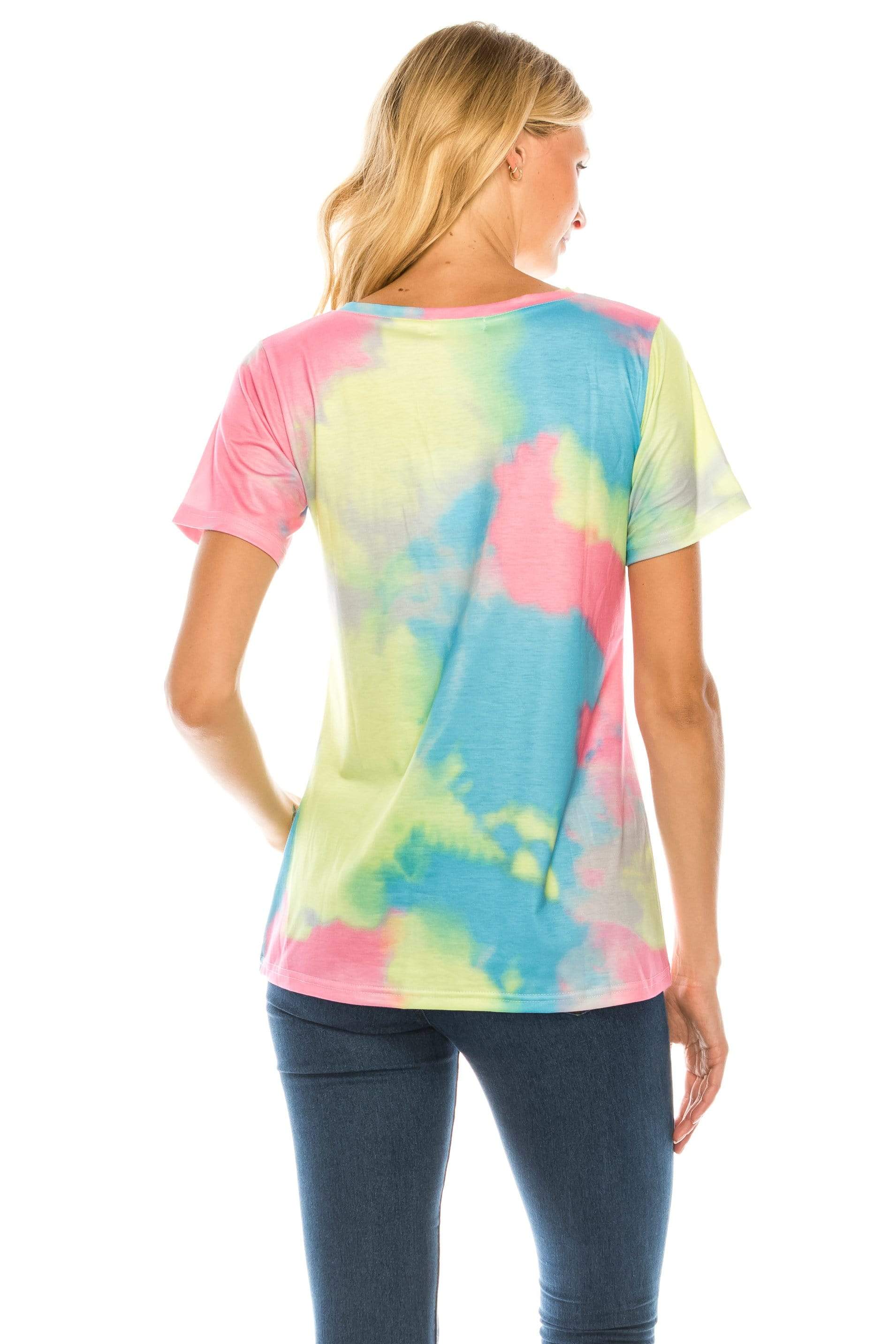 Haute Edition Women's V Neck Tie Dye Prints Tee