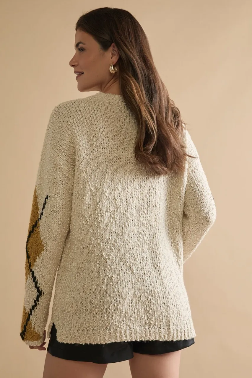 Holly Argyle Boucle Pullover Sweater