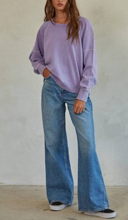 Lavender Knit Stitch Sweater