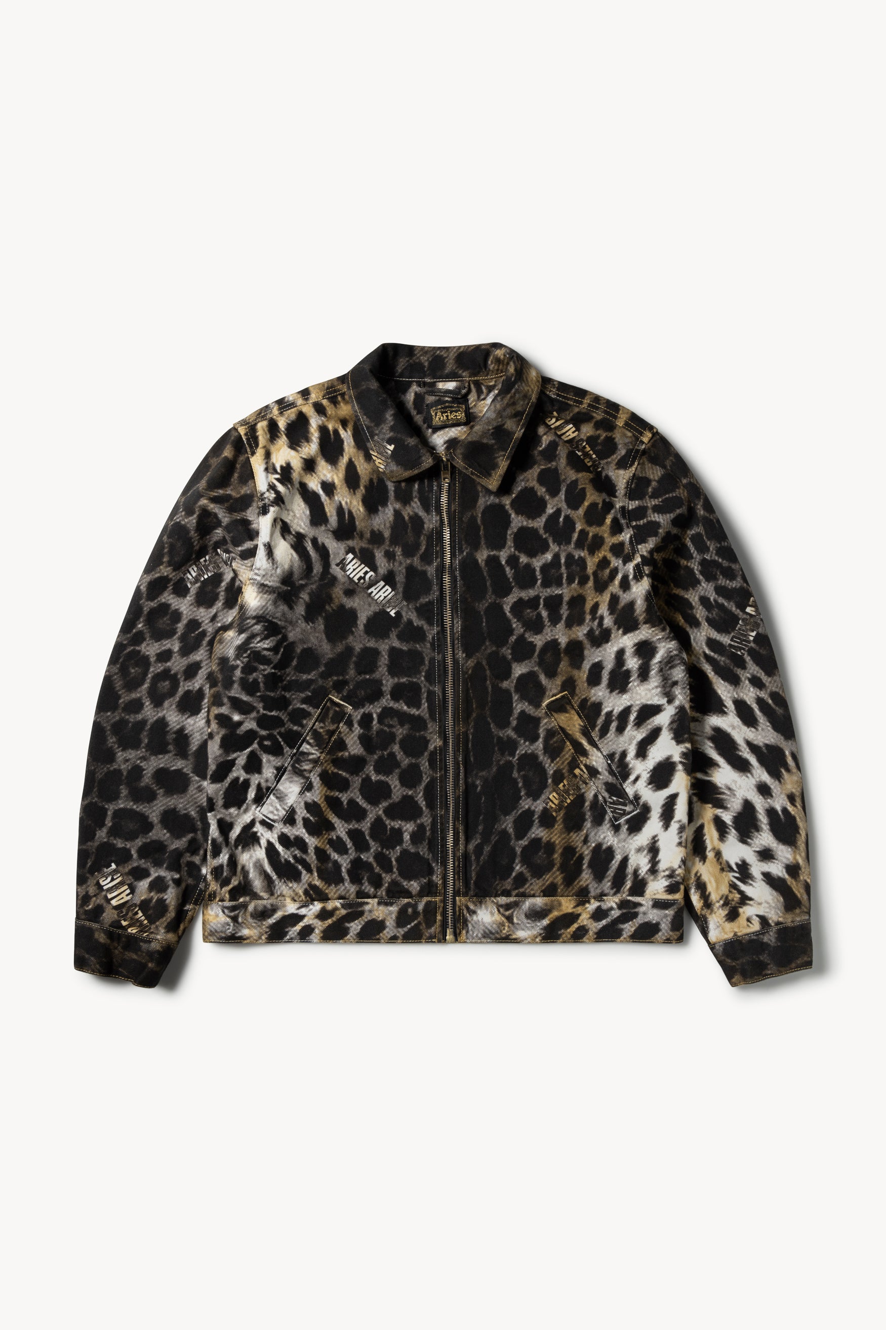 Leopard Zip Through Denim Jacket