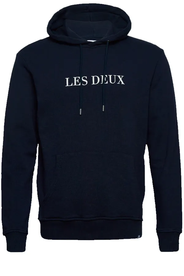 Les Deux Print Hoodie Navy