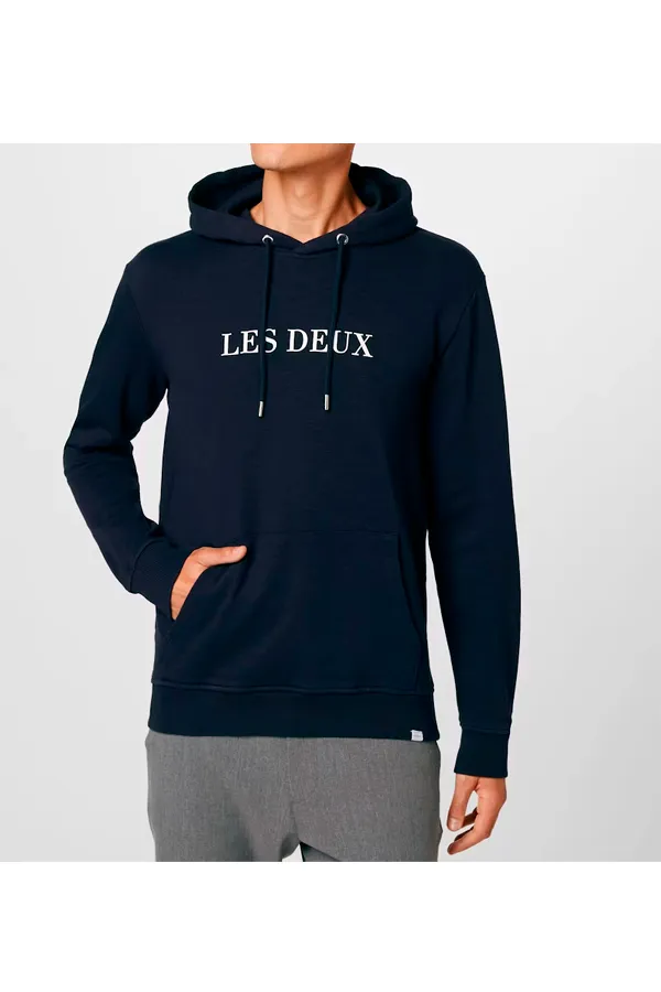 Les Deux Print Hoodie Navy