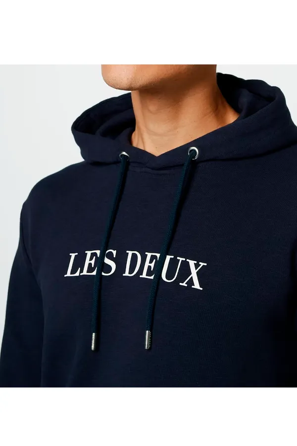 Les Deux Print Hoodie Navy