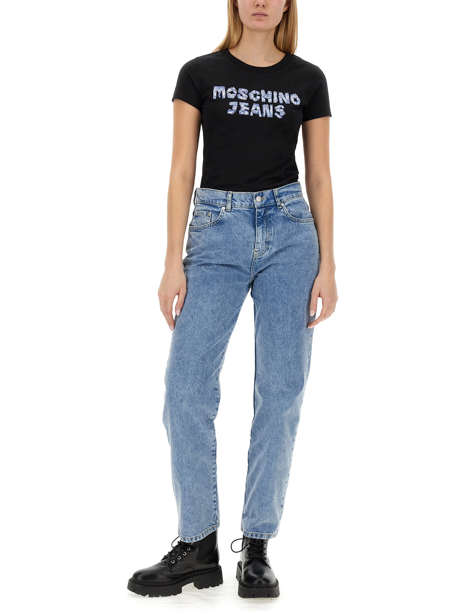 MOSCHINO JEANS    RECYCLED DENIM BOYFRIEND PANTS