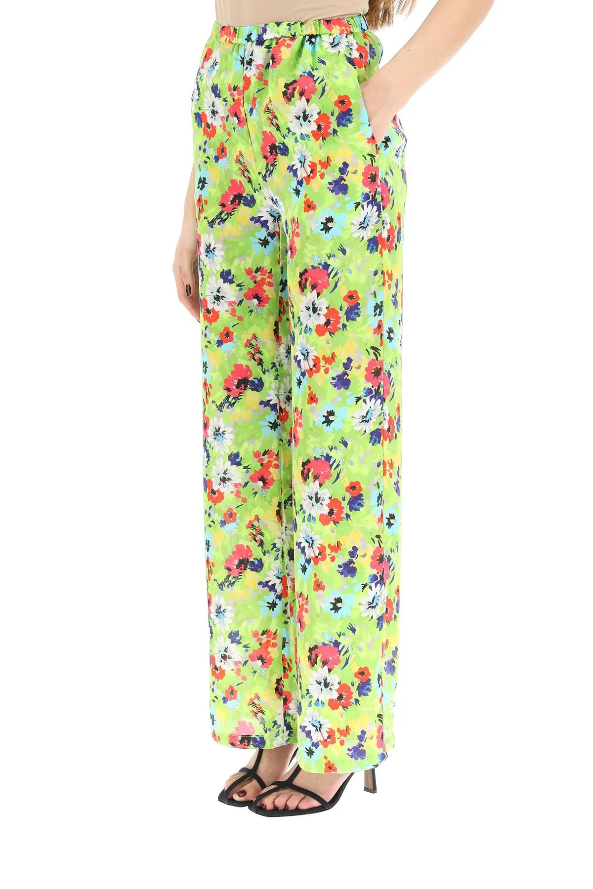 MSGM Floral Printed Wide Leg Pants