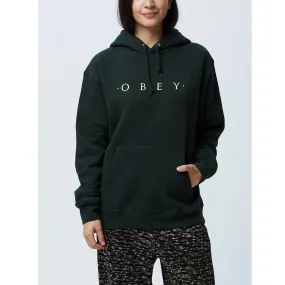 Obey NOVEL Relaxed box fit hooded fleece with rib trim Black