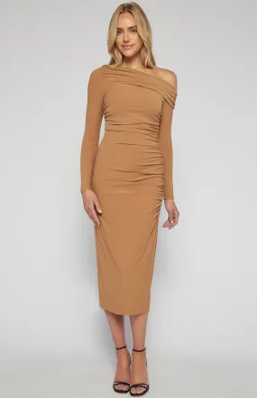 One Shoulder Ruche Detail Jersey Midi Dress (SDR1566A)