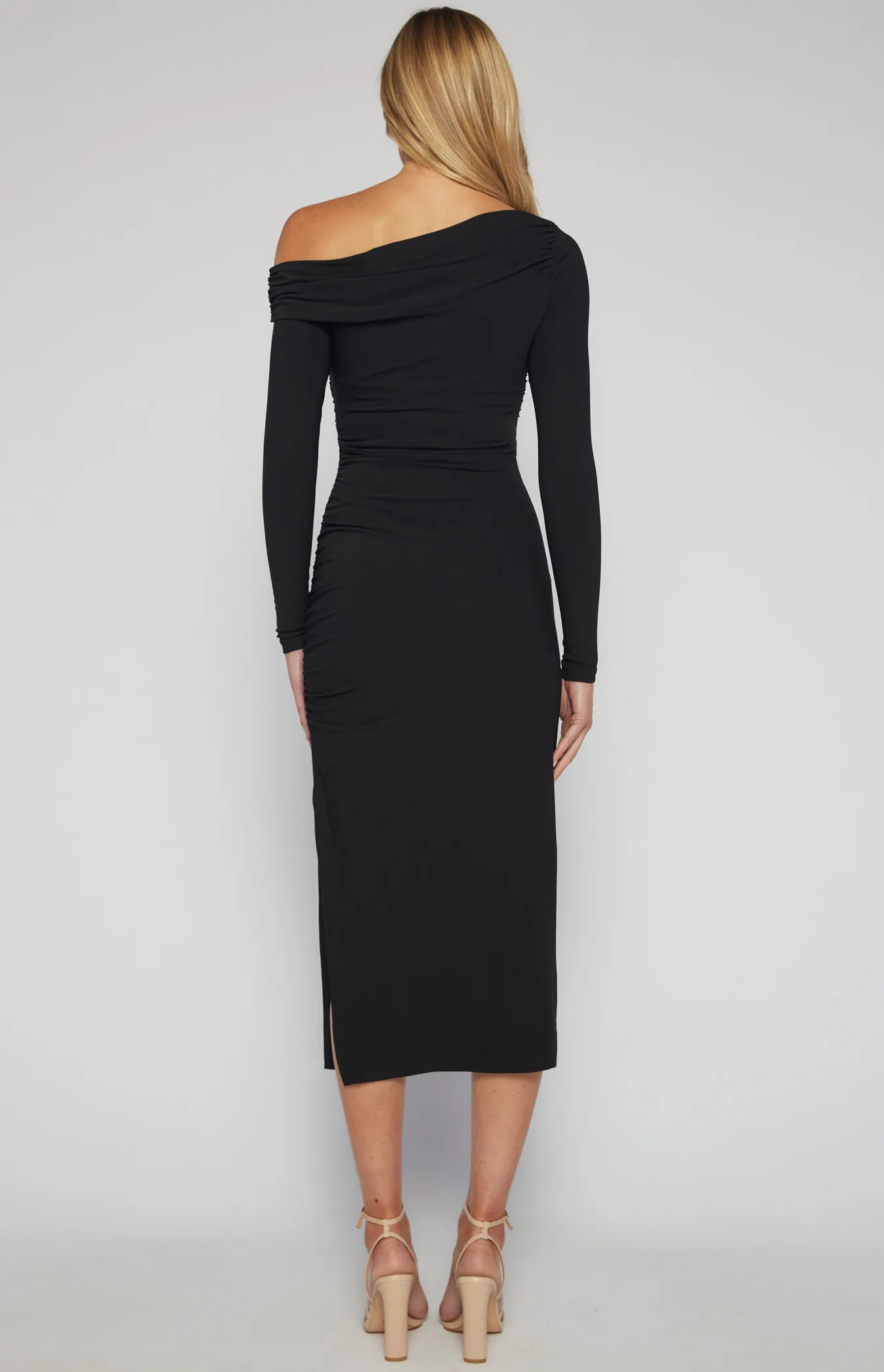 One Shoulder Ruche Detail Jersey Midi Dress (SDR1566A)