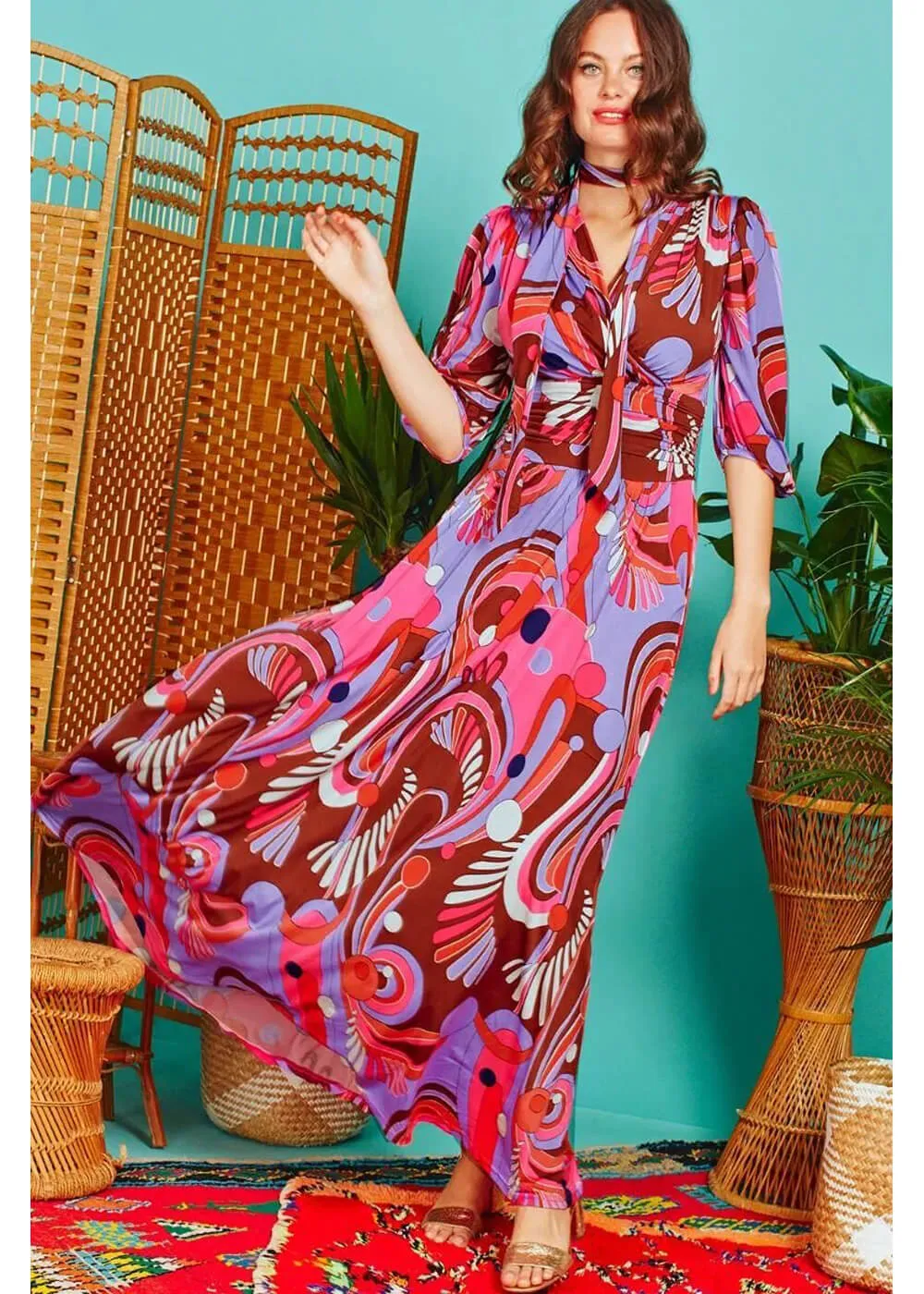 Onjenu Deborah Sugar Love 70's Maxi Dress Multi