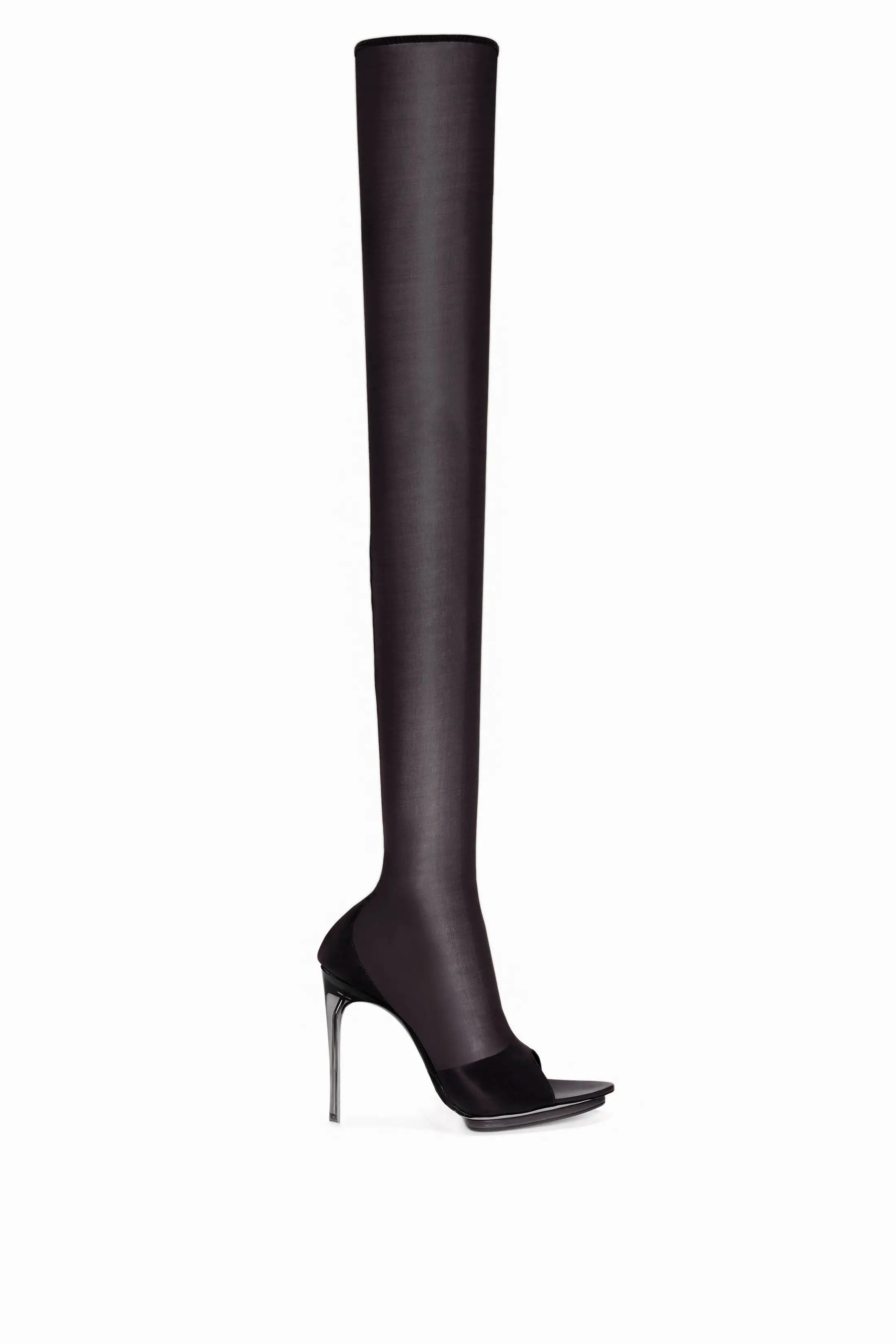 Pointy Toe Mesh Boot in Black