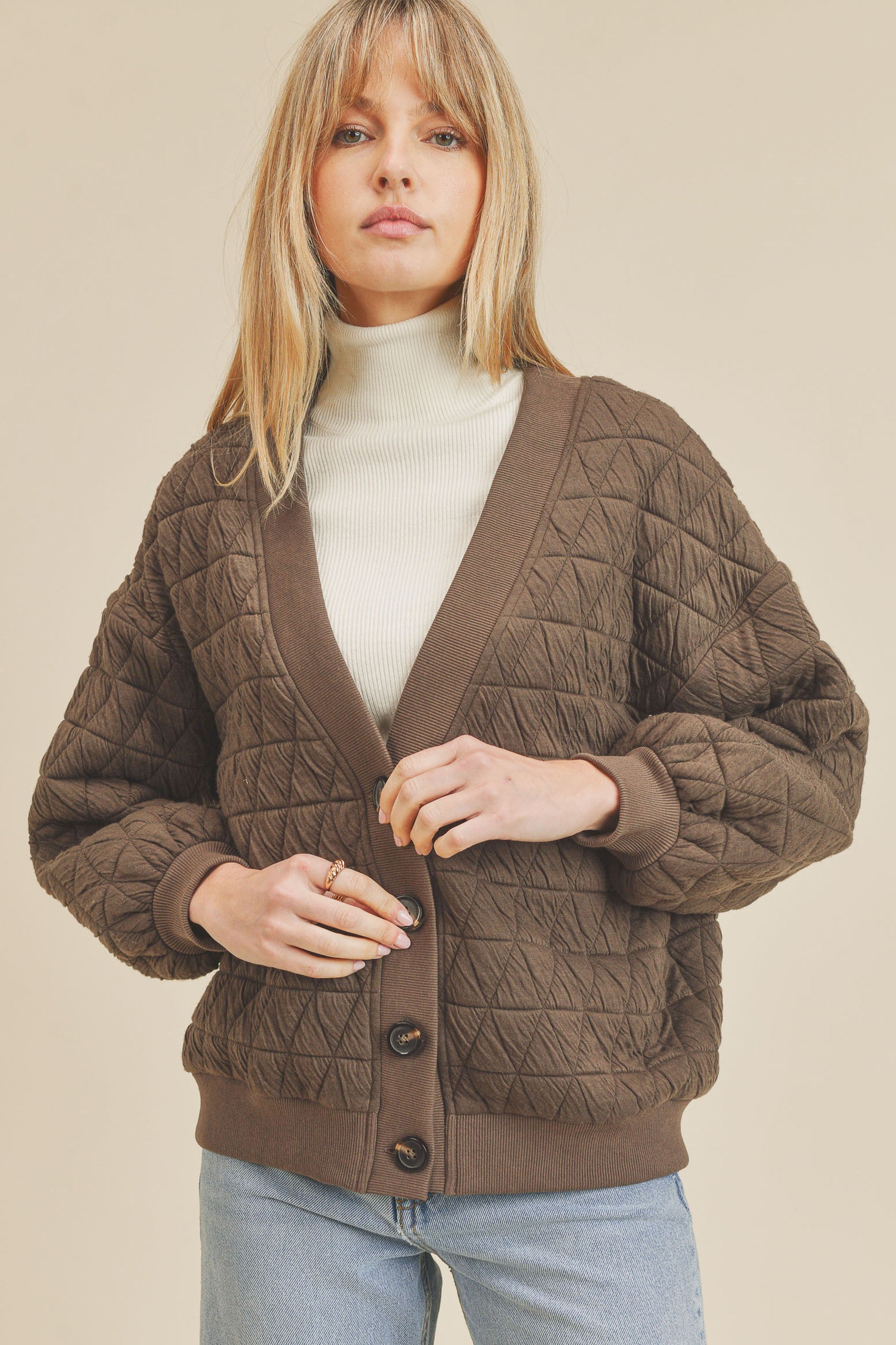 SALE - Easy Days Quilted Knit V Neck Jacket